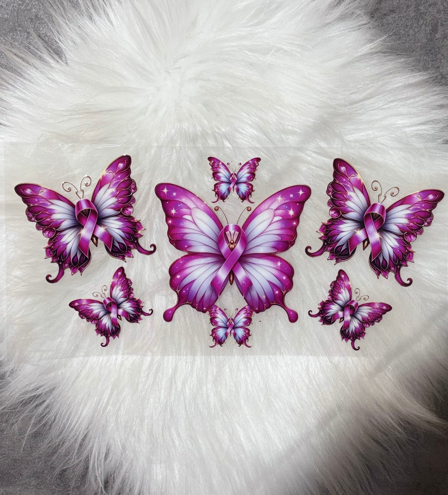 UV DTF Wrap-Pink Ribbon Butterflies