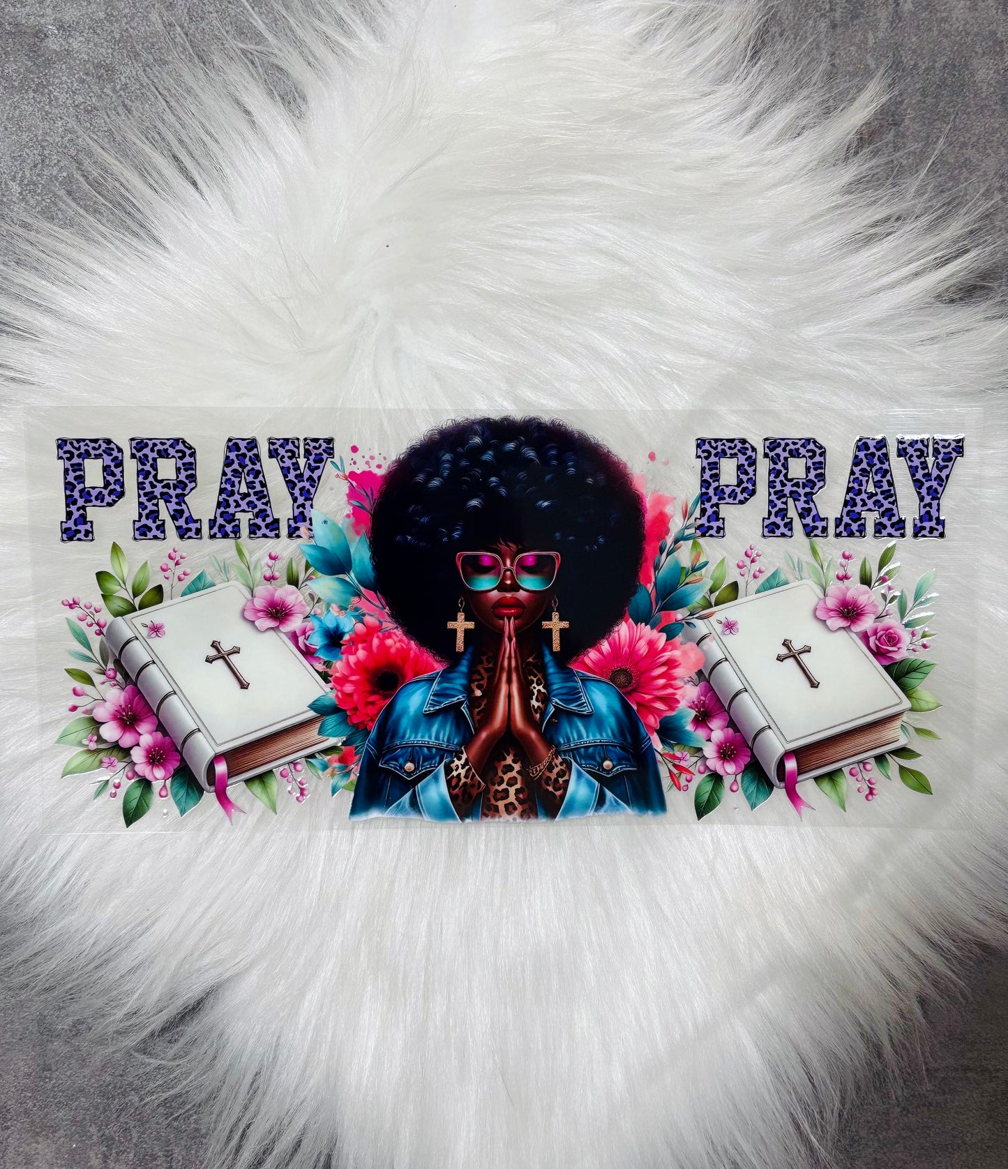 16oz UV DTF Wrap- PRAY/ AFRO WOMAN