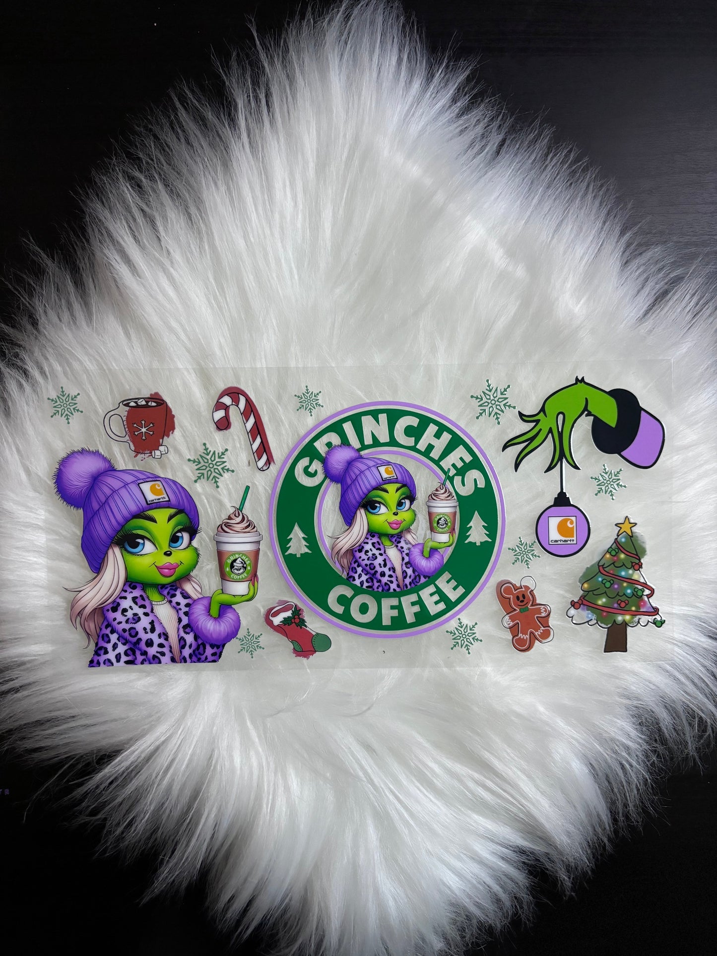 16oz UV DTF Wrap- Purple Grinches Coffee