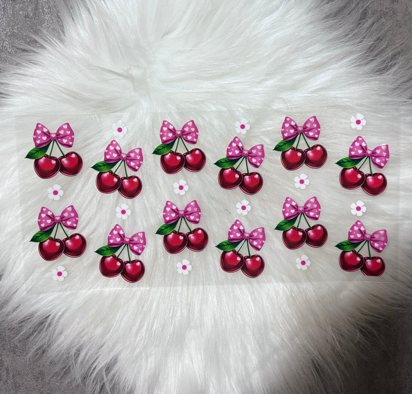 UV DTF Wrap- Pink Bow Cherries