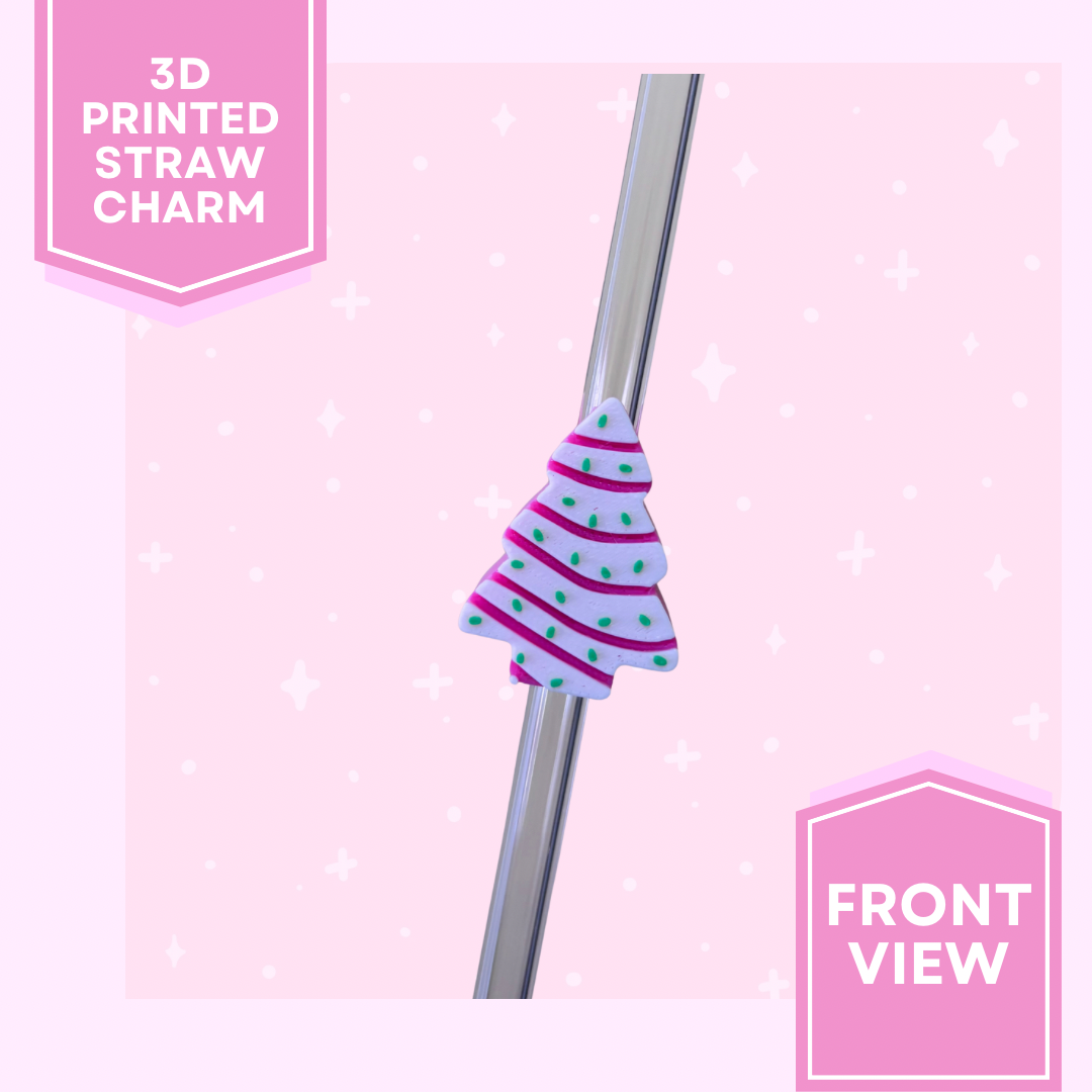3D Printed Straw Charm- Christmas Tree Snack