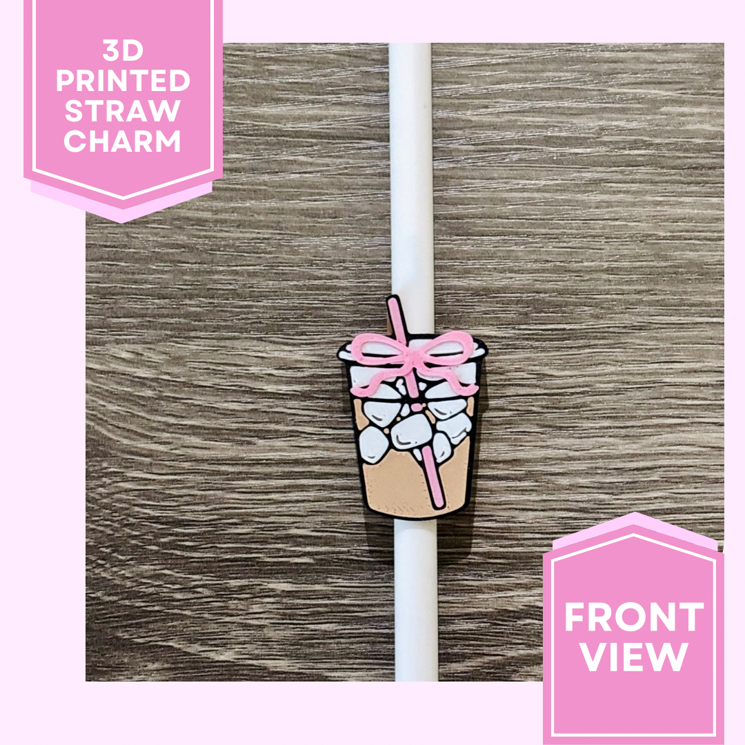 3D Printed Straw Charm- Iced Coffee
