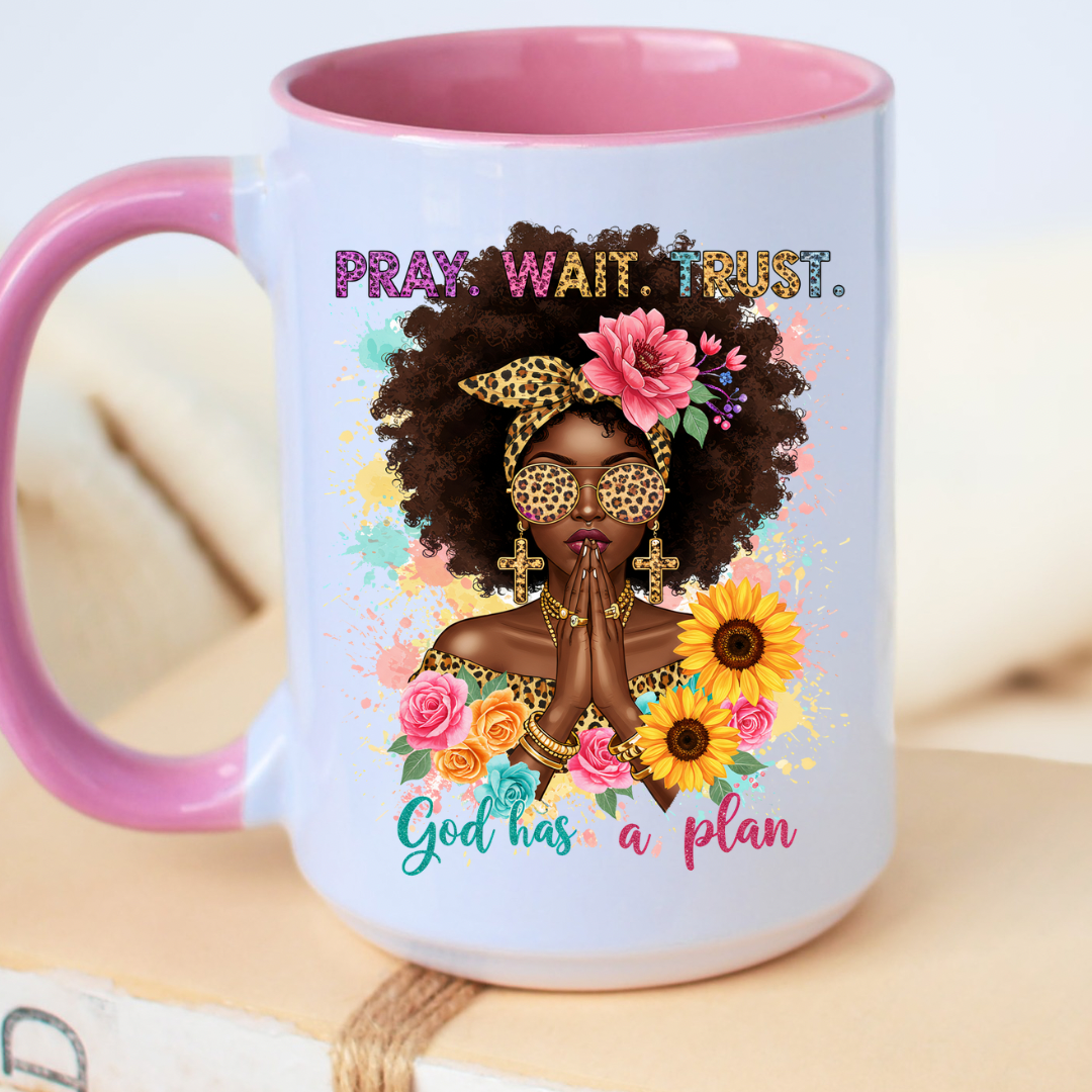 UV DTF Decal- PRAY.WAIT.TRUST Sunflowers
