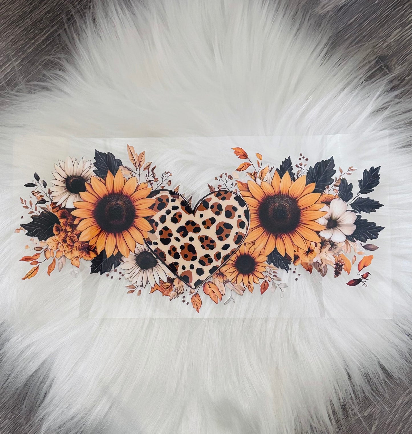 16oz UV DTF Wrap- Heart W/ Sunflowers