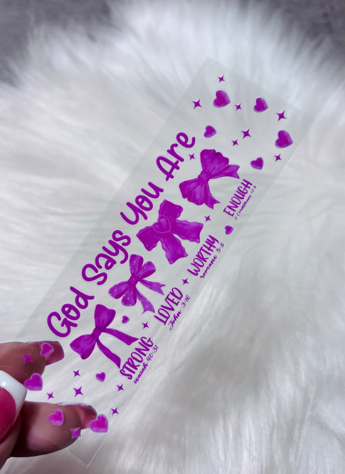 UVDTF Pen Wrap- God Says You Are/ Dark Pink