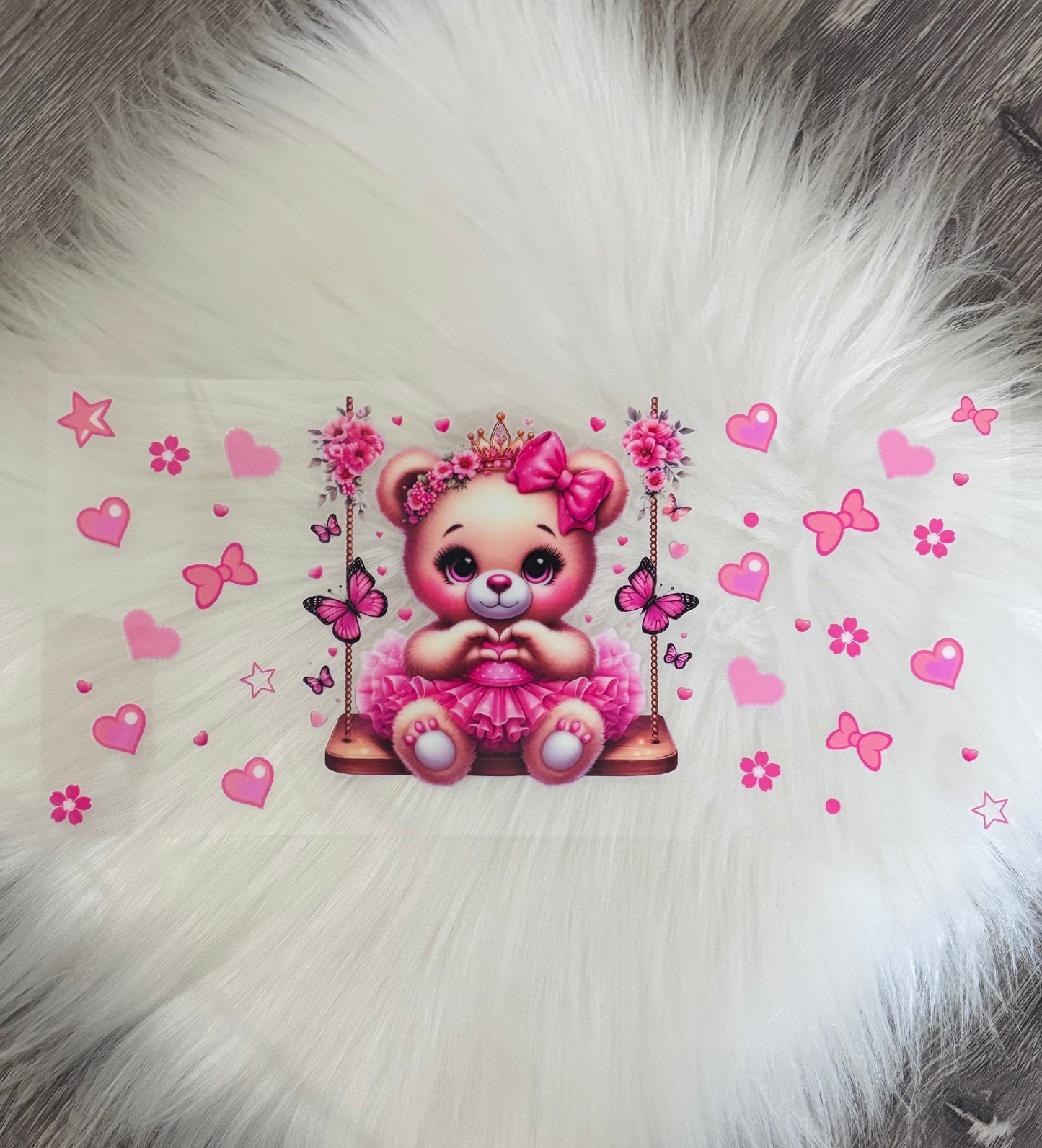 16oz UV DTF Wrap- Pink TuTu Bear