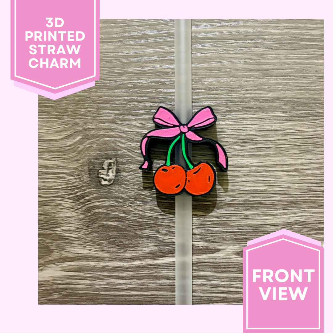 3D Printed Straw Charm- Cherries
