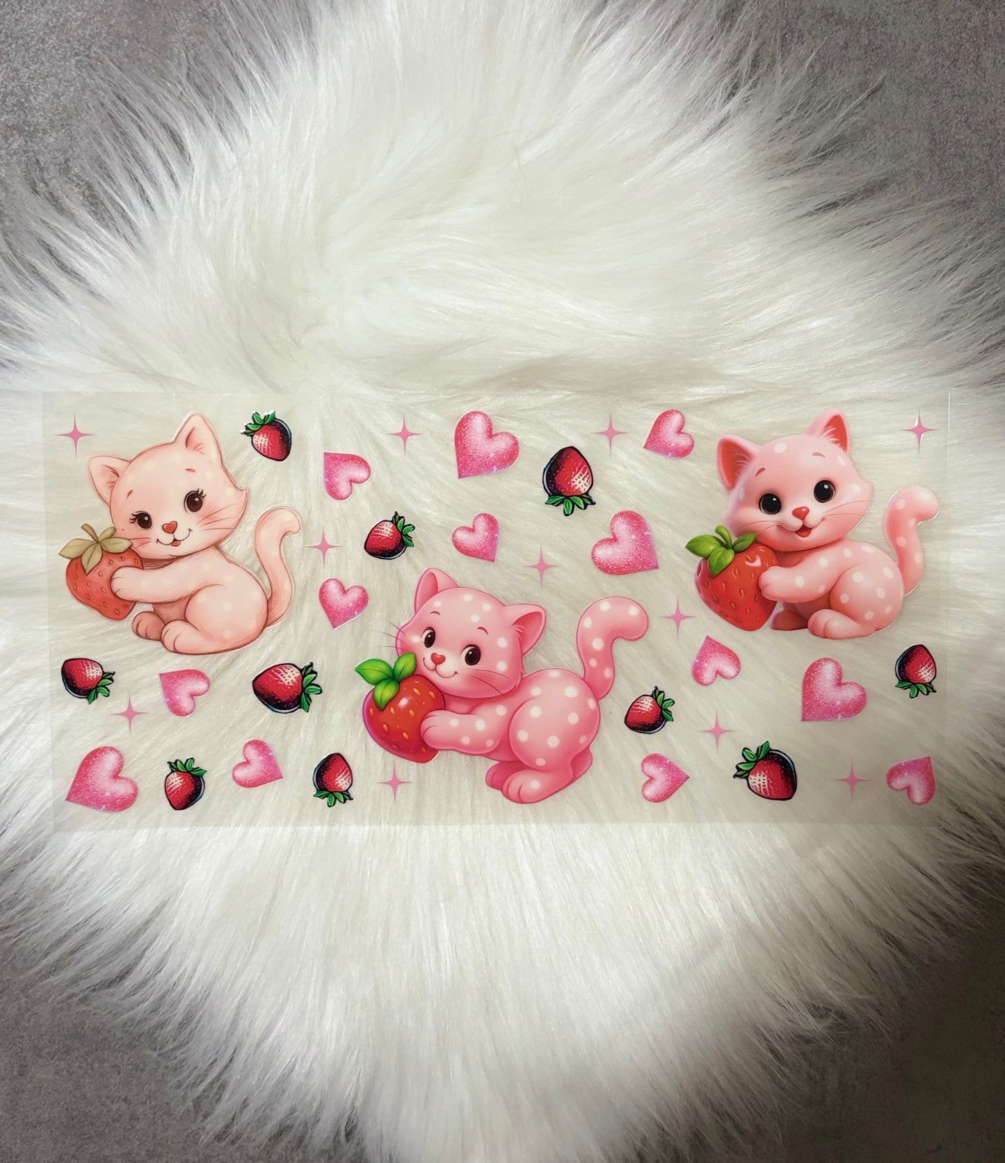 16oz UV DTF Wrap- Strawberry Cat