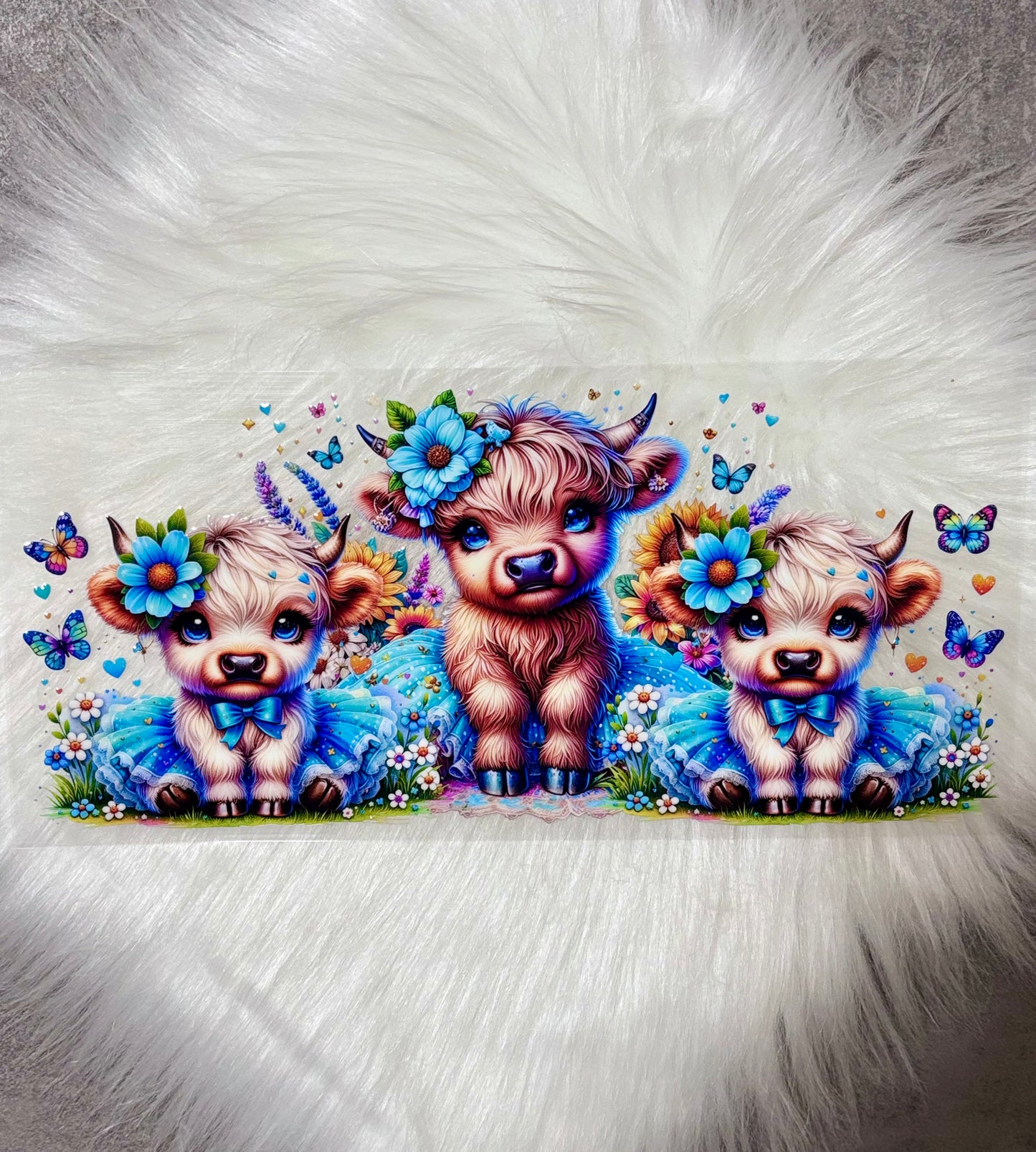 UV DTF Wrap- Highland Cow Blue