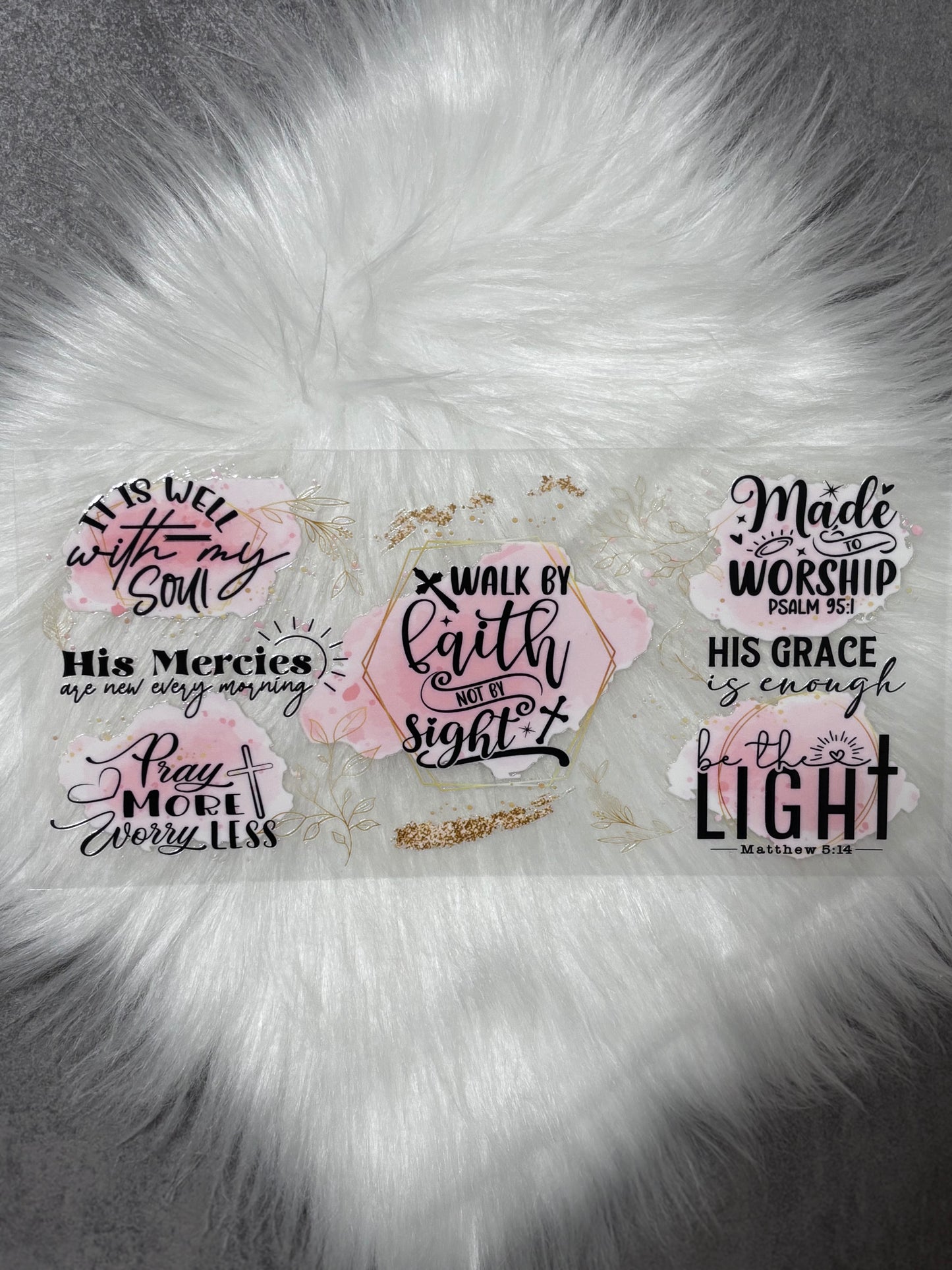 16oz UV DTF Wrap- Walk By Faith Light Pink