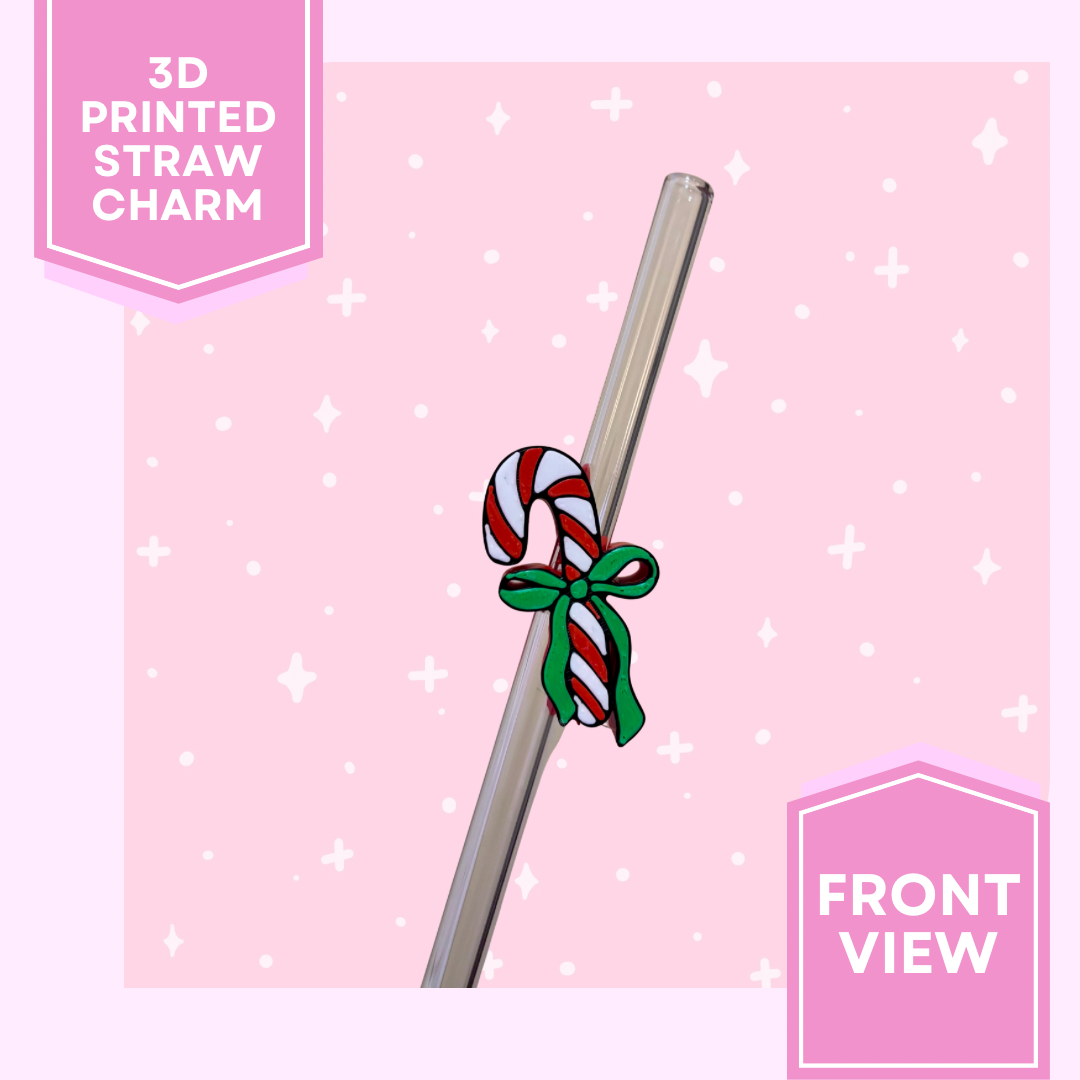 3D Printed Straw Charm- Candy Cane