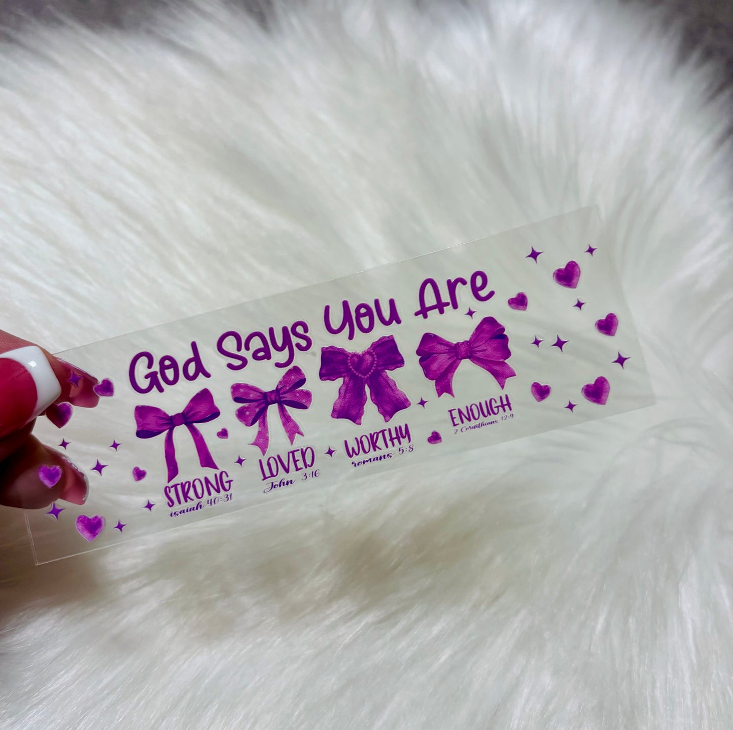 UVDTF Pen Wrap- God Says You Are/Purple