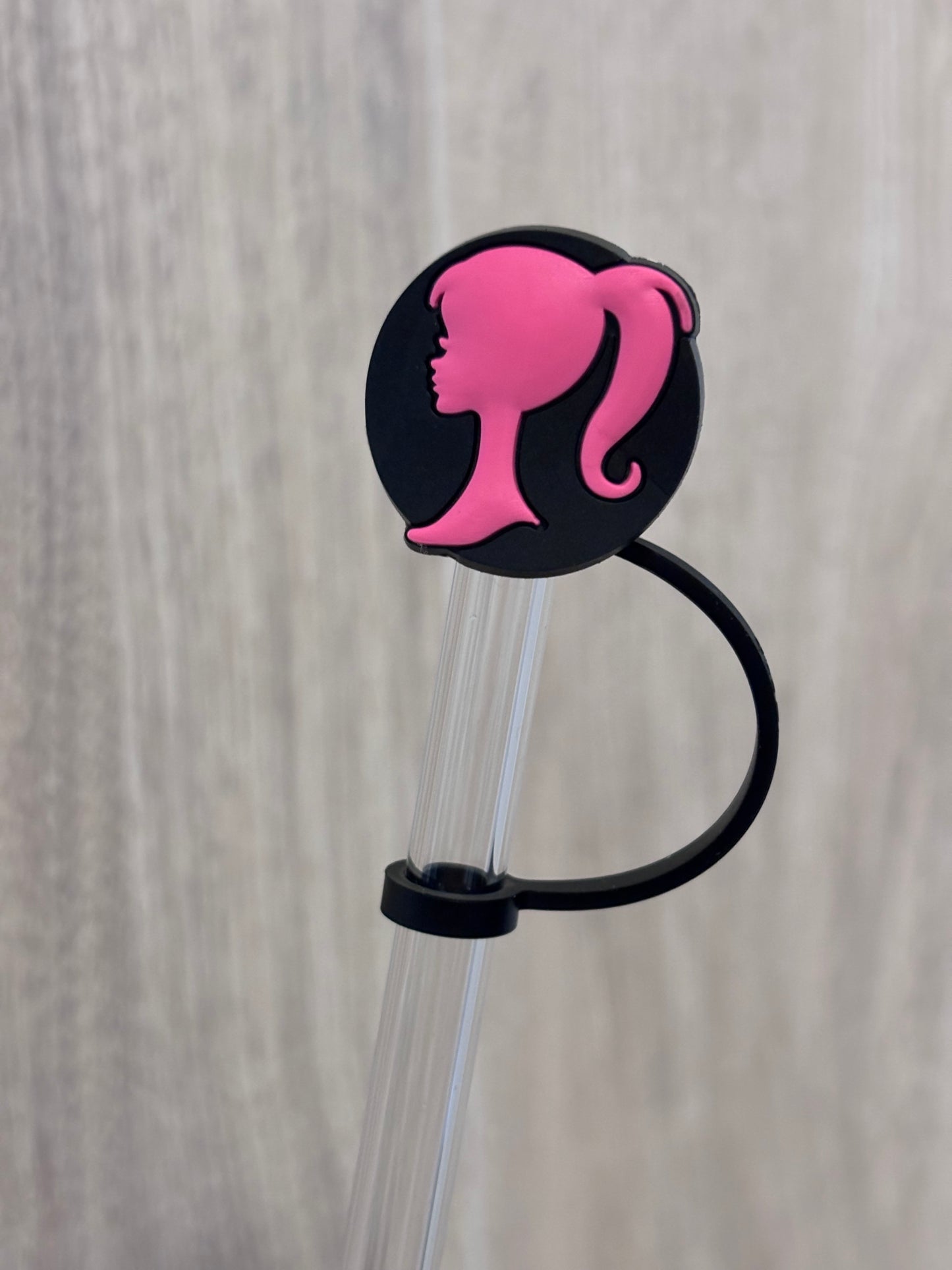 Straw Topper- Pink Doll