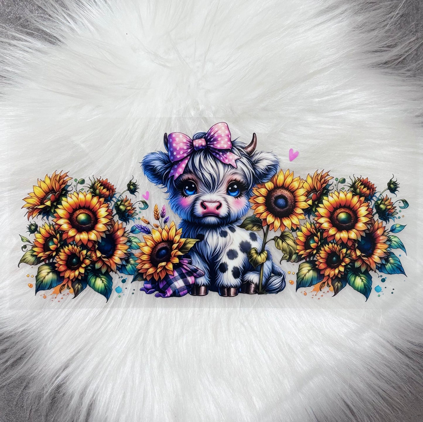 16oz UV DTF Wrap- Highland Cow Sunflowers