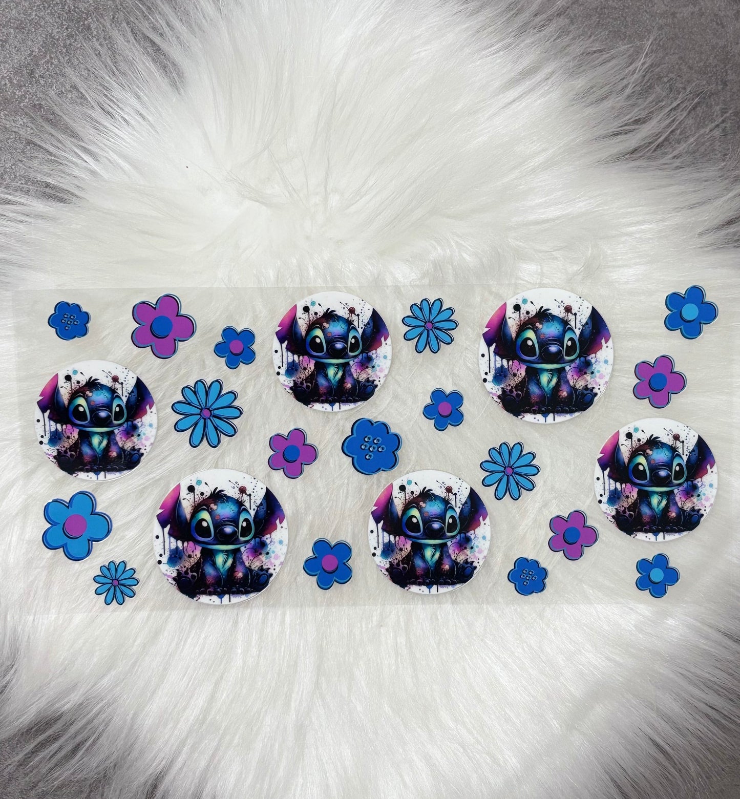 16oz UV DTF Wrap- ALIEN Blue & Purple Flowers