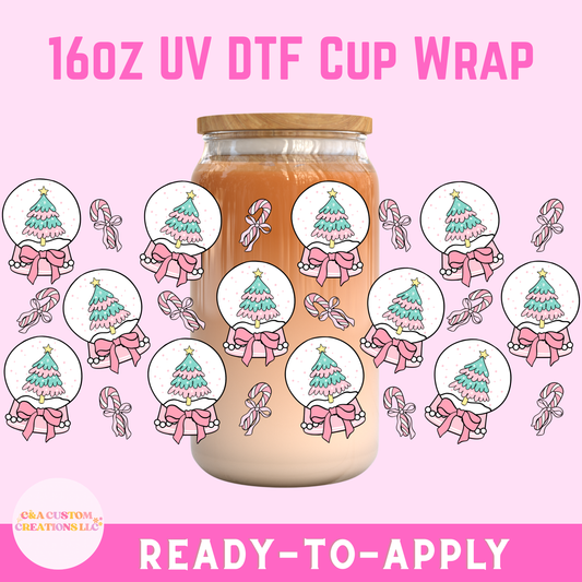 16oz UV DTF Wrap- Christmas Snow Globes