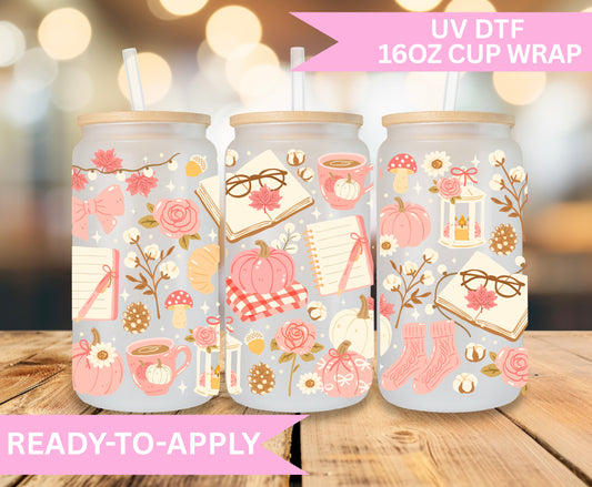 16oz UV DTF Wrap- Cozy Autumn Bookish