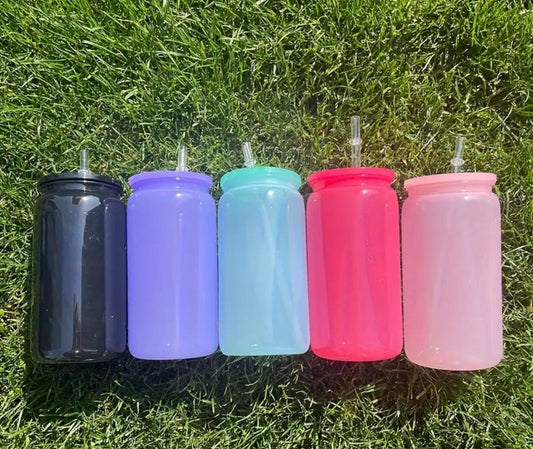 16oz Macaron Plastic Can Cups with Plastic Lid and Plastic Straw**PLEASE READ DESCRIPTION***