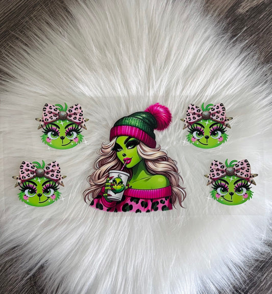 16OZ UV DTF Wrap- Grinch Girl