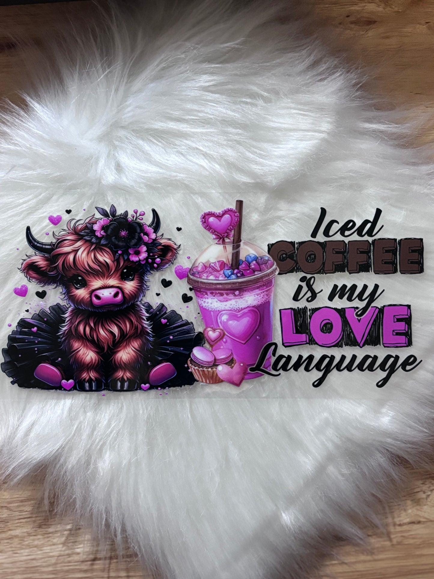 UV DTF Wrap- Iced Coffee Highland Cow