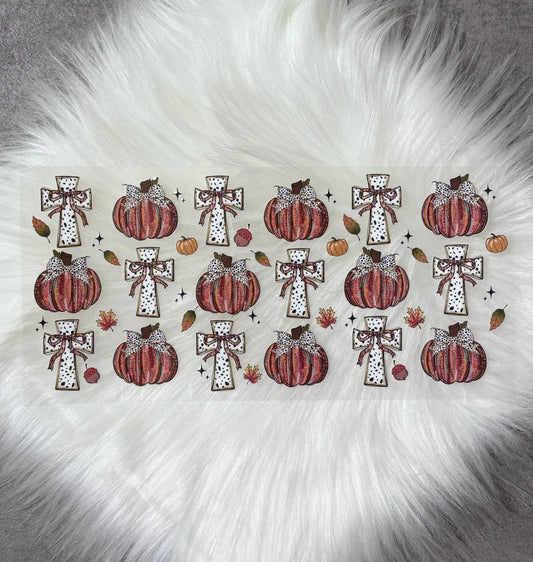 16oz UV DTF Wrap- Fall Pumpkins & Crosses