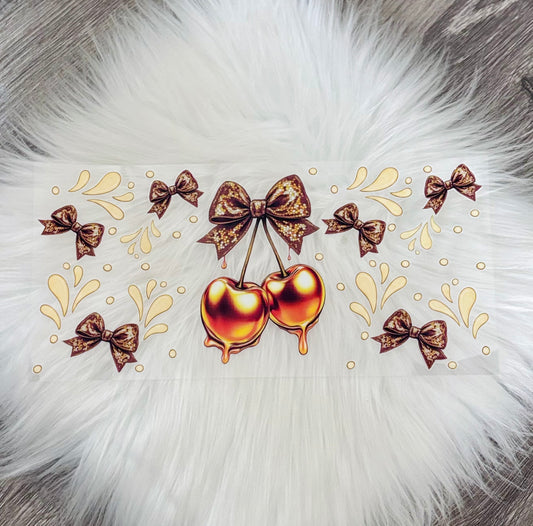 16oz UV DTF Wrap- Gold Cherries