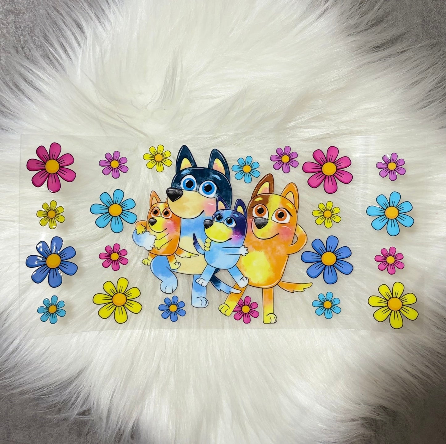 16oz UV DTF Wrap- Bluey Flowers