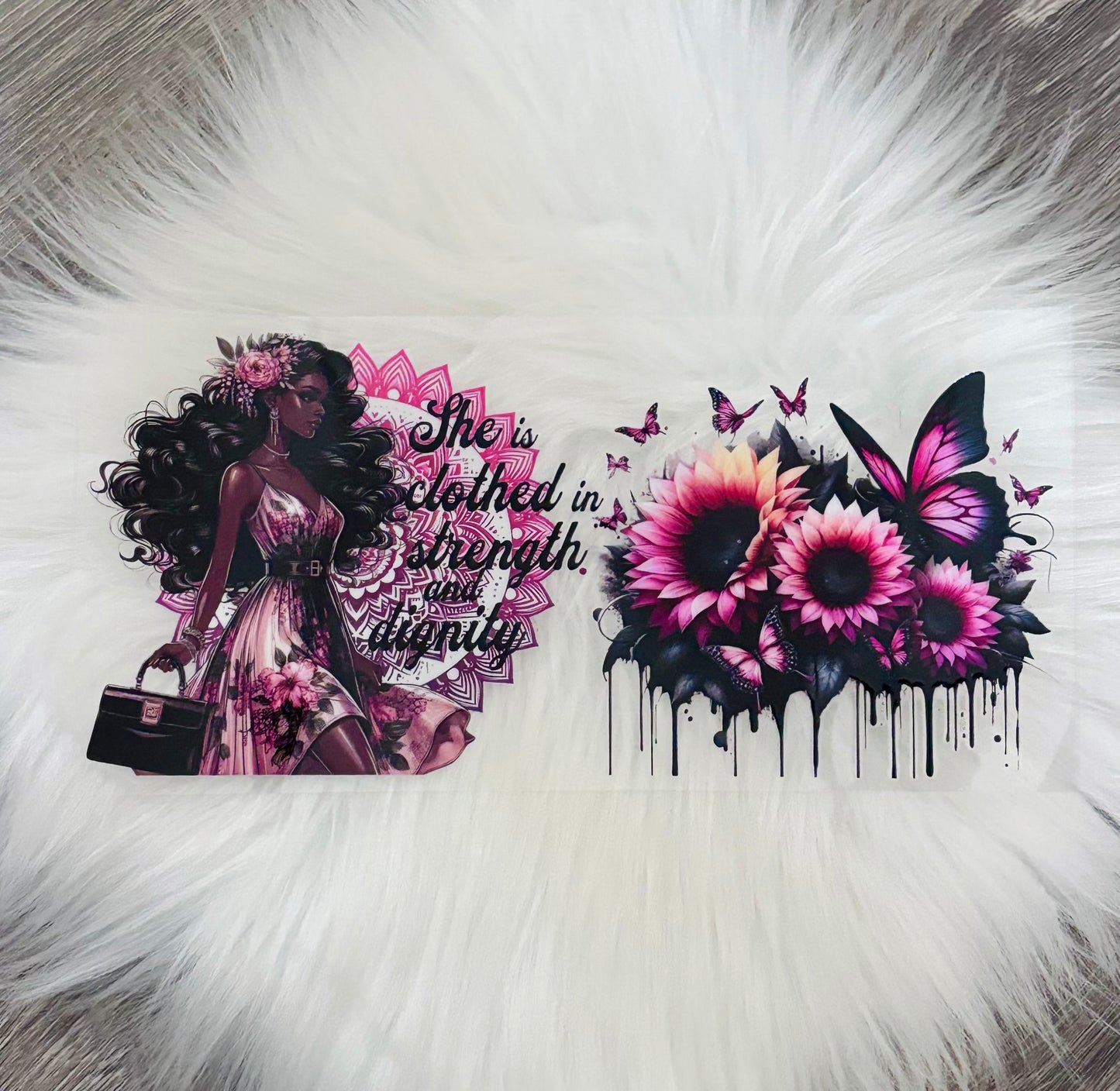 16oz UV DTF Wrap- She Is Clothed In Strength