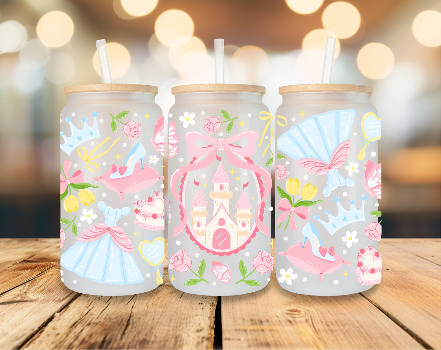 16oz UV DTF Wrap- Pastel Princess Castle