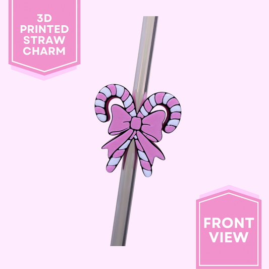 3D Printed Straw Charm- Pink Candy Canes