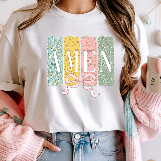 Ready To Press DTF Transfer- Spring Floral Amen / Shirt not Included*