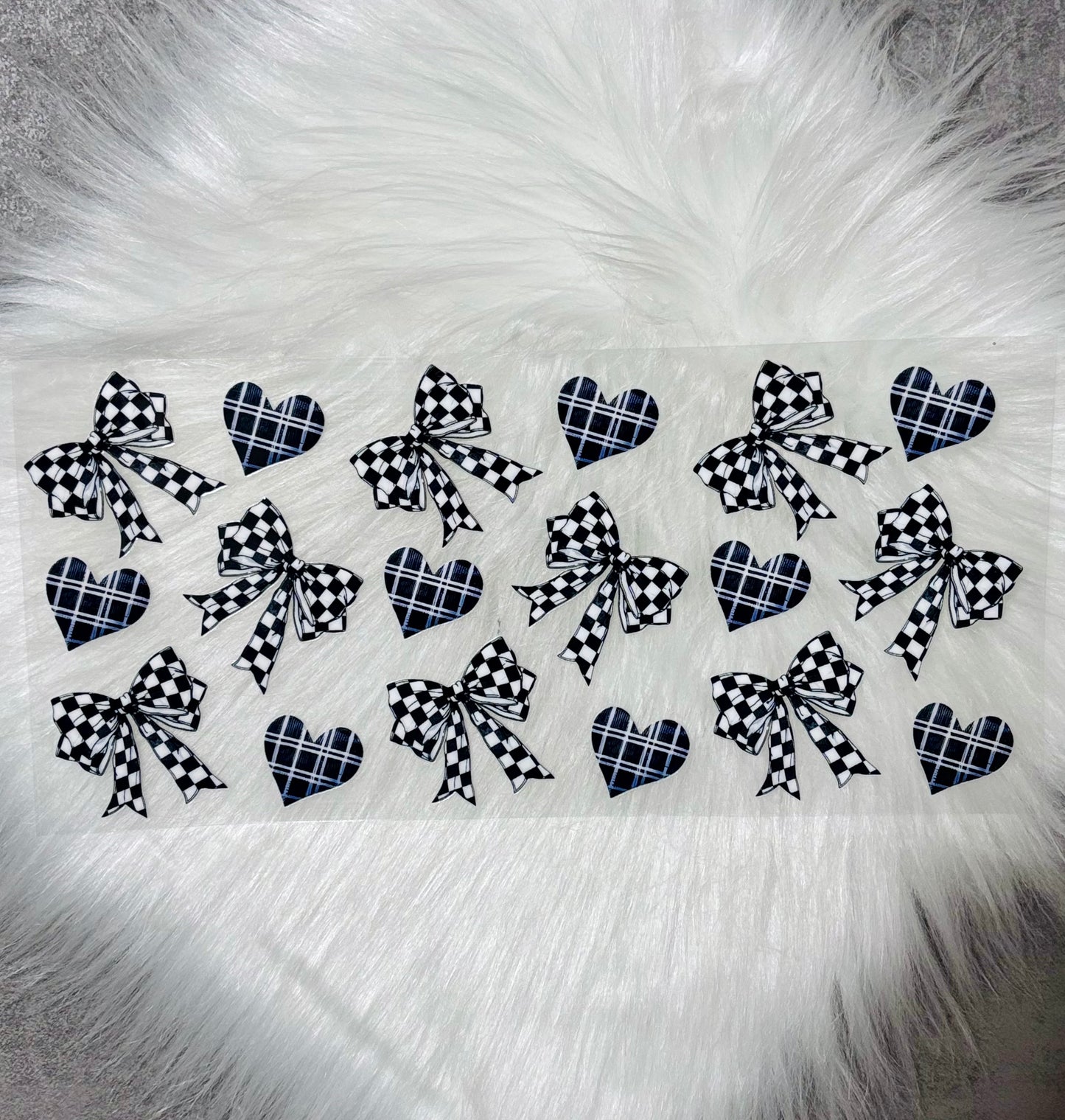 UV DTF Wrap- Checkered Hearts & Bows