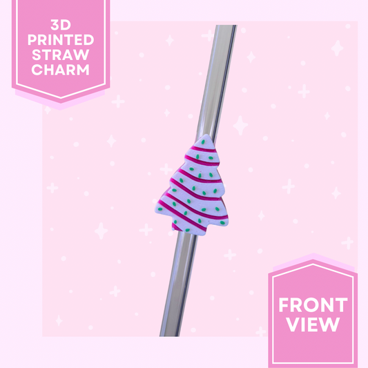 3D Printed Straw Charm- Christmas Tree Snack