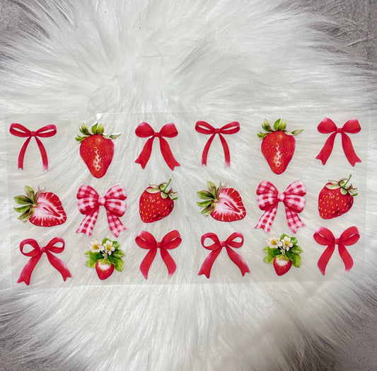 UV DTF Wrap- Strawberries & Red Bows