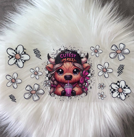 16oz UV DTF Wrap- Very Cutesy Highland Cow