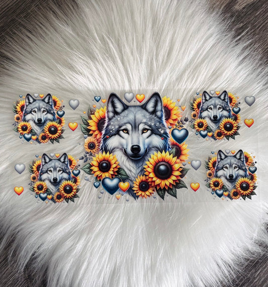16OZ UV DTF Wrap- Wolf Sunflowers