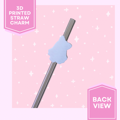 3D Printed Straw Charm- Cute Pink Bow Ghost