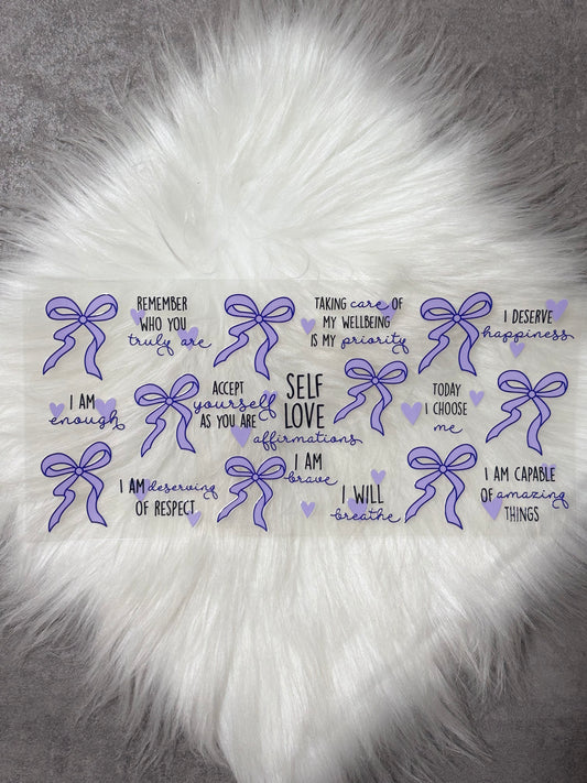 16oz UV DTF Wrap- Purple Bows Self Love