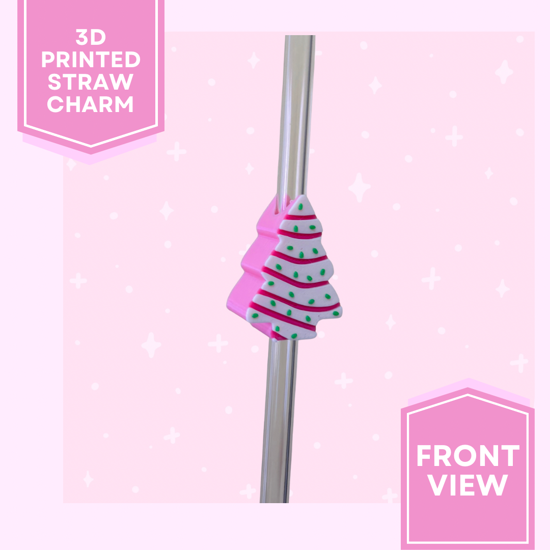 3D Printed Straw Charm- Christmas Tree Snack