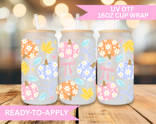 16oz UV DTF Wrap-Cute Autumn Pumpkins