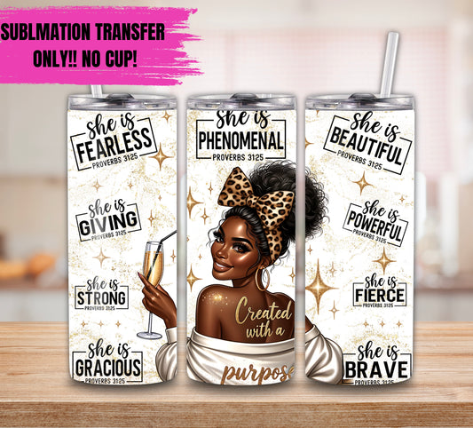 Sublimation Transfer For 20oz Tumbler- Created With A Purpose