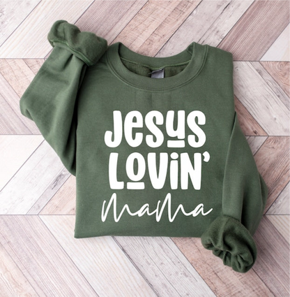 Single Color Screen Print Transfer- JESUS LOVIN' MAMA