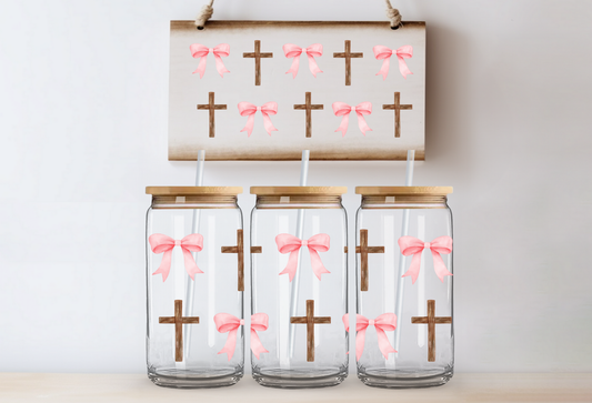 UV DTF Wrap- Crosses & Pink Bows