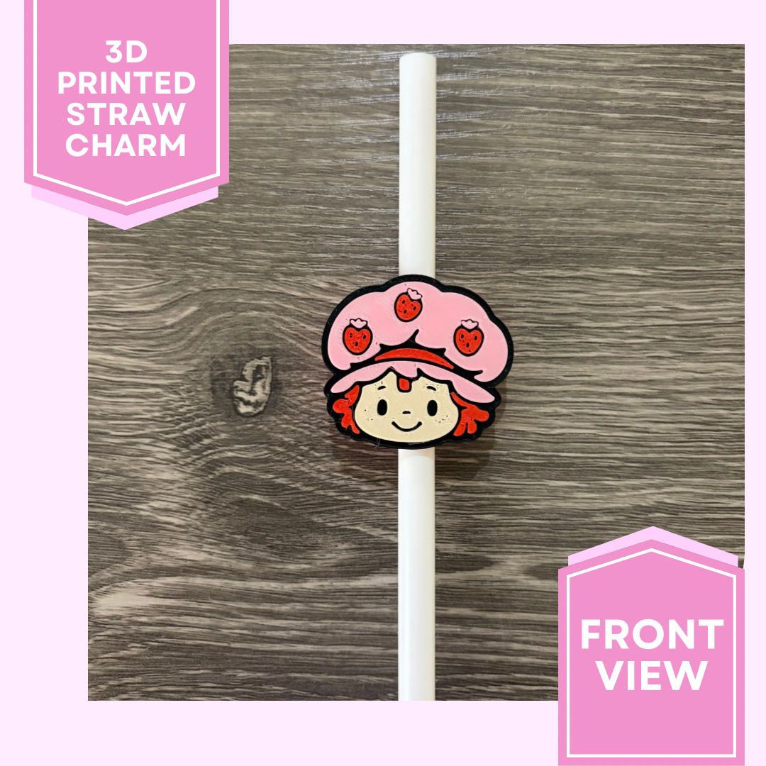 3D Printed Straw Charm- Strawberry Girl
