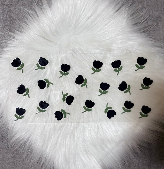 UV DTF Wrap- Black Flowers