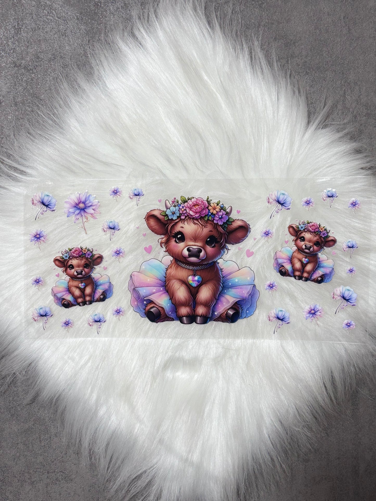 UV DTF Wrap- Pastel Tutu Highland Cow