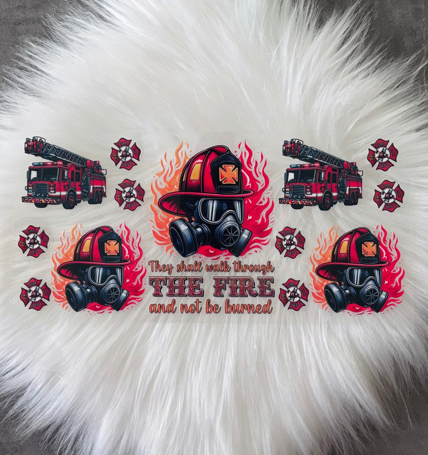 16oz UV DTF Wrap-They Shall Walk Through The Fire And Not Be Burned, Firefighter