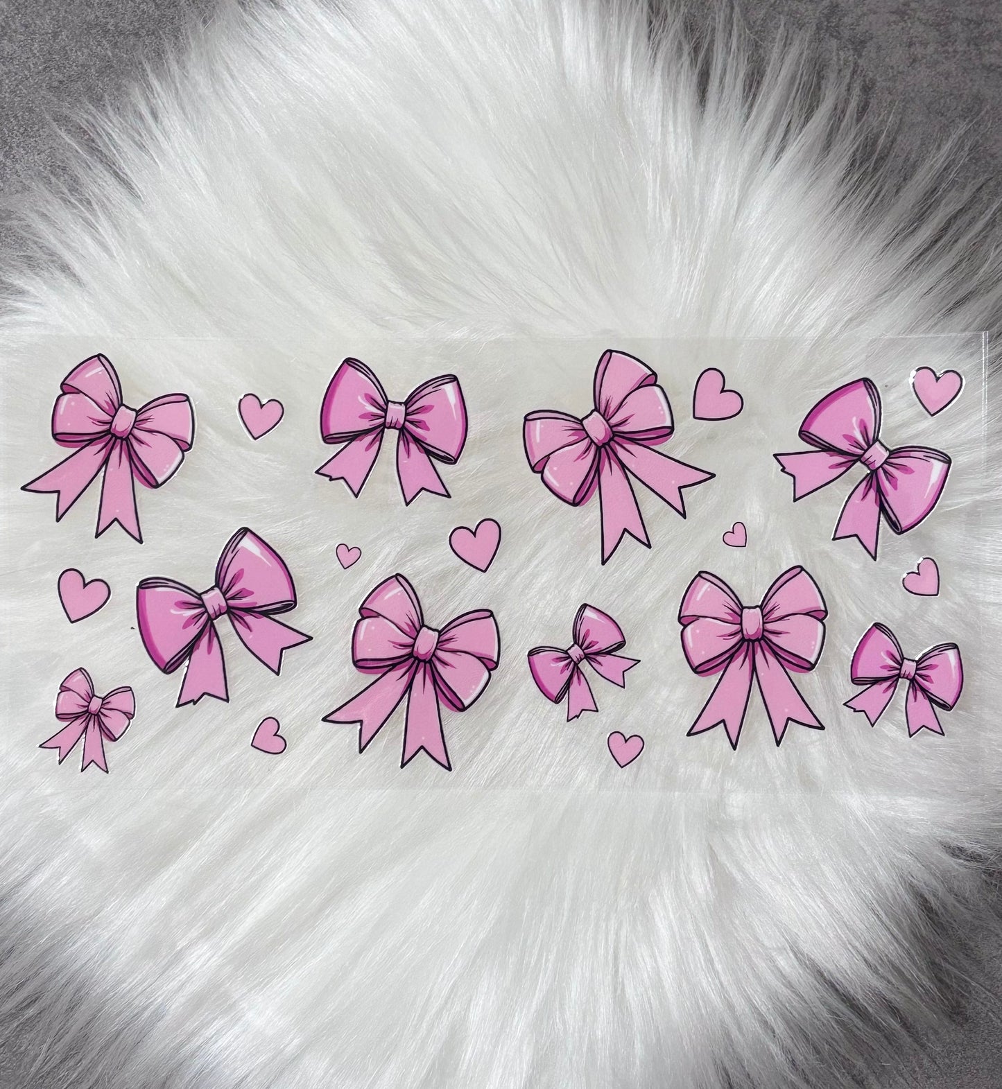 16oz UV DTF Wrap- Pink Bows & Hearts