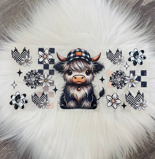 16oz UV DTF Wrap- Highland Cow Plaid