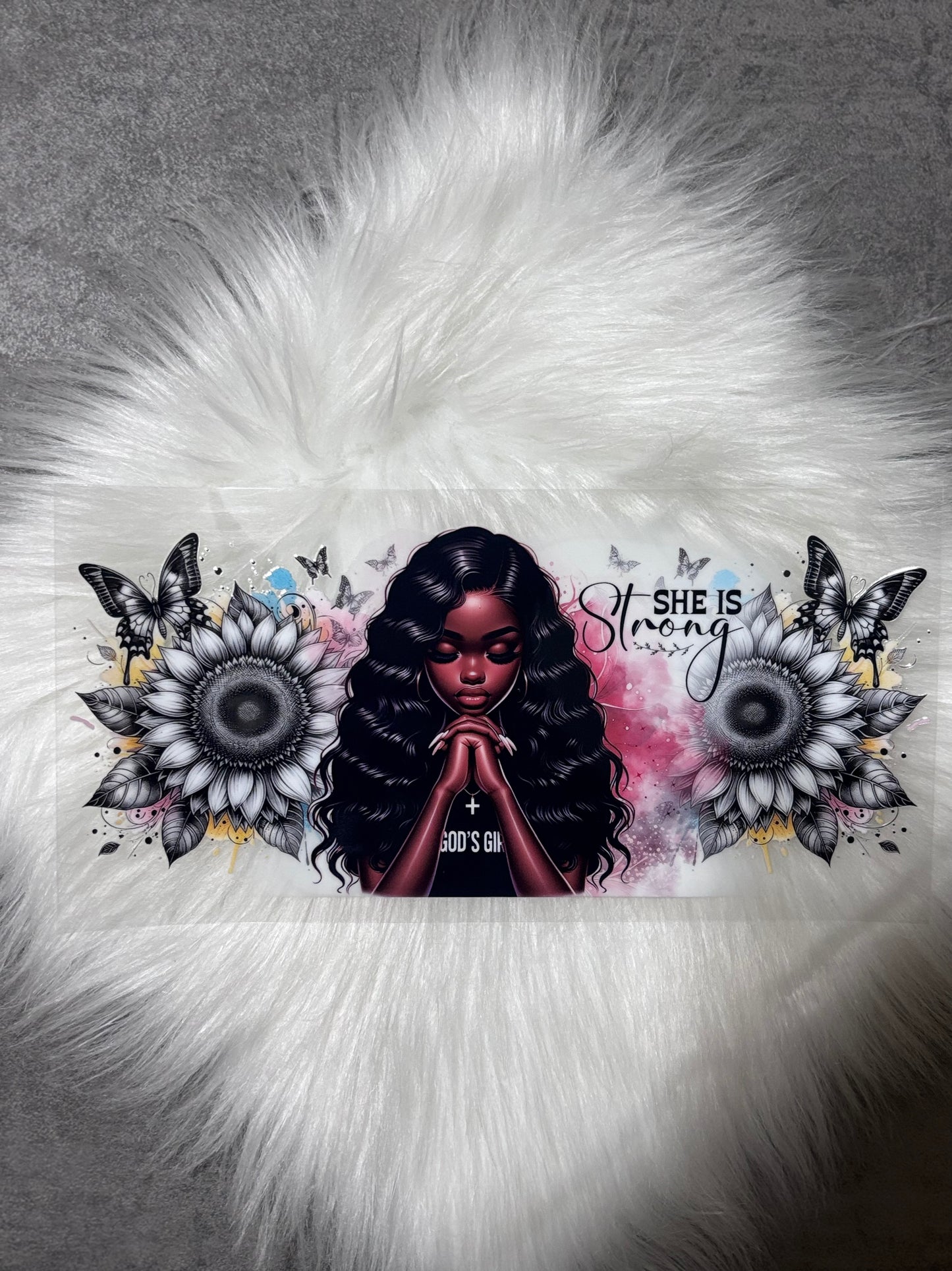 UV DTF Wrap- She Is Strong/Praying Girl